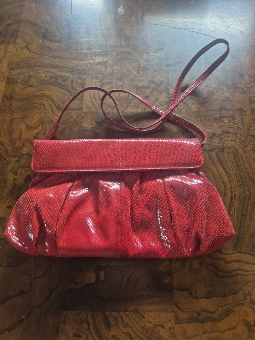 Vaneli Red Pleated Shoulder Bag